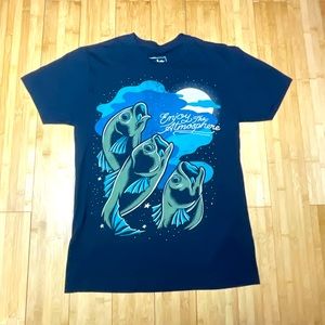 Atmosphere freshwater fisherman tour double-sided graphic rap T-shirt hip hop